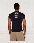Dsquared2 T-shirt Nera Skinny Fit Maxi Logo Sul Retro