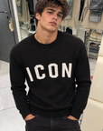 Maglia Girocollo Icon Lana Con Maxilogo Al Petto