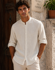 Camicia Di Lino Con Collo Coreano