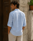 Camicia Di Lino Con Collo Coreano