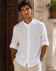 Camicia Di Lino Con Collo Coreano
