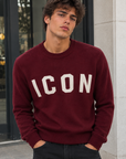 Maglia Girocollo Icon Lana Con Maxilogo Al Petto