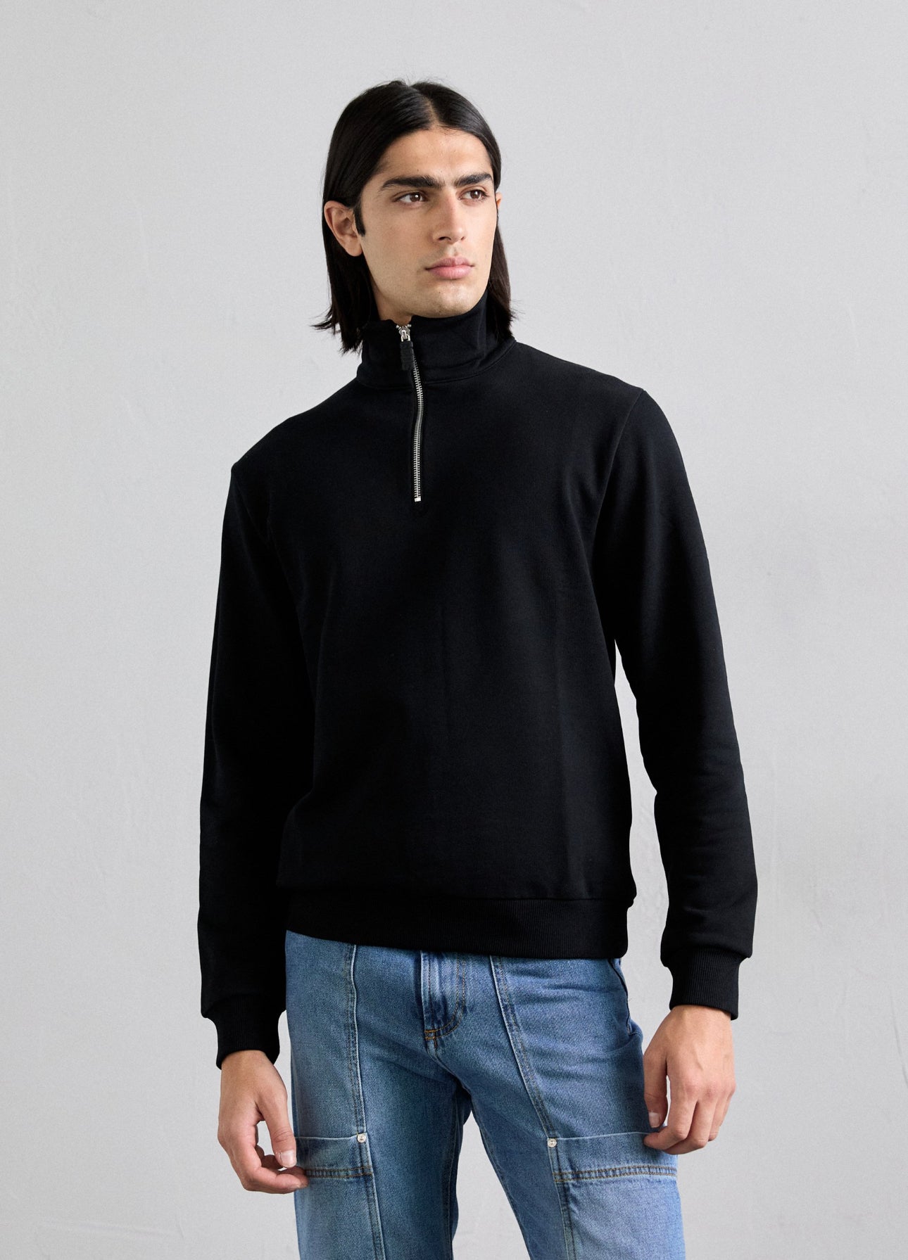 Felpa collo alto mezza zip GCDS