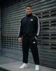 Adidas Sportwear Tuta Nera In Tessuto Felpato