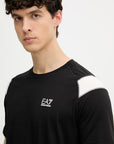 EA7 Emporio Armani T-shirt Uomo AF10375 Nero con Dettagli Bianchi sulle Maniche