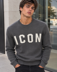 Maglia Girocollo Icon Lana Con Maxilogo Al Petto