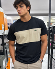 T-shirt Lacoste Nera Con Fascia Beige