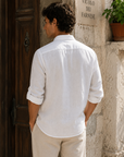 Camicia  Di Lino Con Collo Coreano
